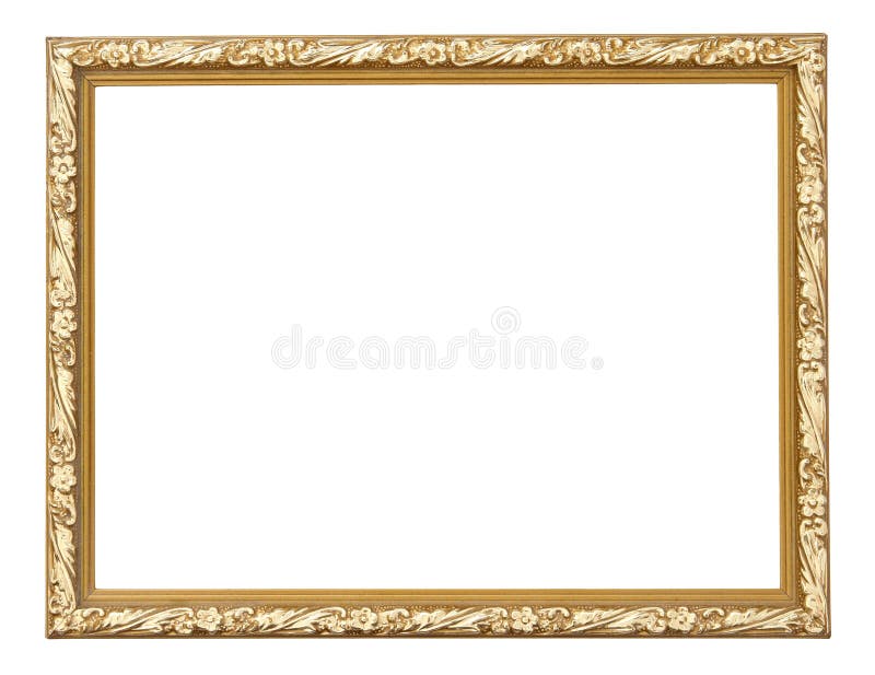 Gold picture frame isolated on white