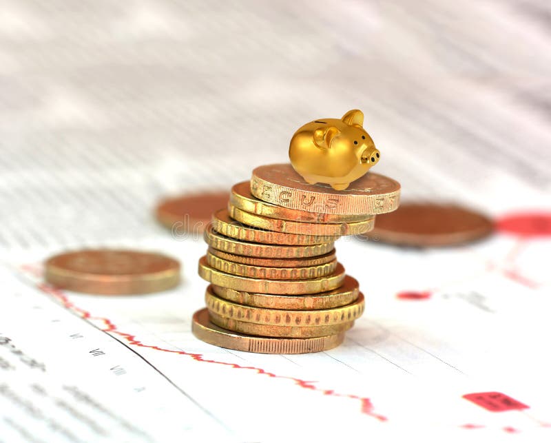 Gold piggy bank stock photo. Image of safe, investing 78149582