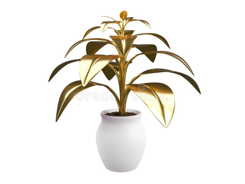 Gold plants on vase stock image. Image of finance, trees 260716169