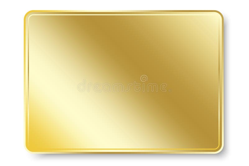Gold Plate. Gold Metal Plate. Yellow Shiny Texture with Frame Stock
