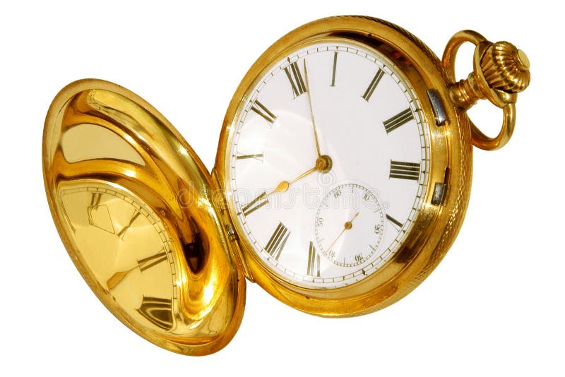 Gold Pocket Watch And Hourglass Stock Photo Image of metal, timer