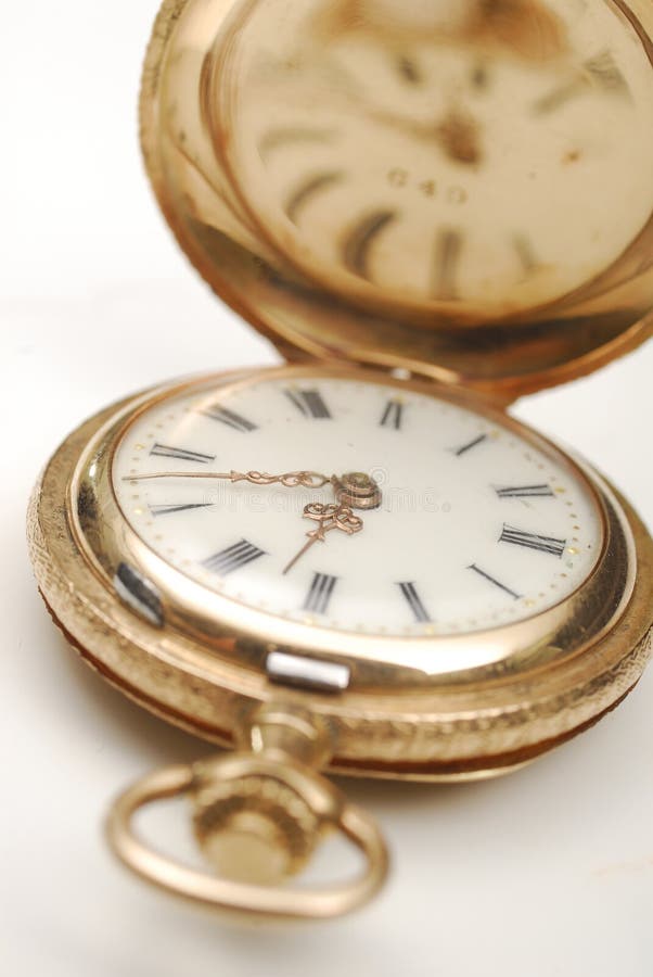 Gold Pocket Watch And Hourglass Stock Photo Image of metal, timer