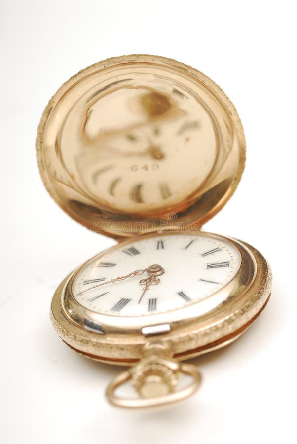 Gold Pocket Watch And Hourglass Stock Photo Image of metal, timer