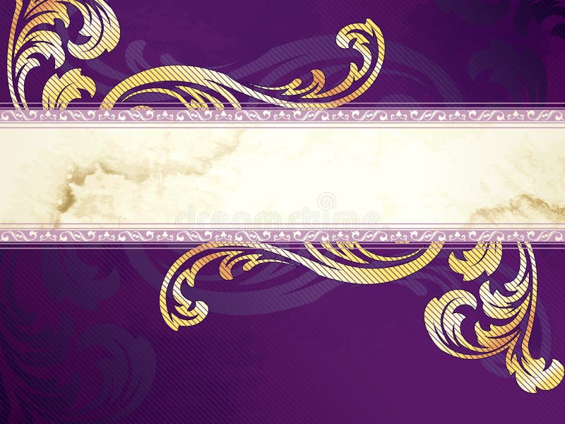 Gold and purple horizontal Victorian banner