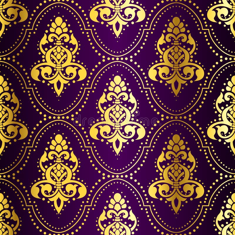 Gold-on-Purple seamless Indian pattern with dots royalty free illustration Gold-on-Purple seamless Indian pattern with dots royalty free illustration