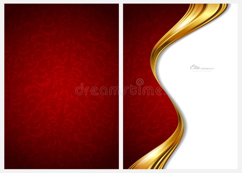 Gold and red abstract background, front and back