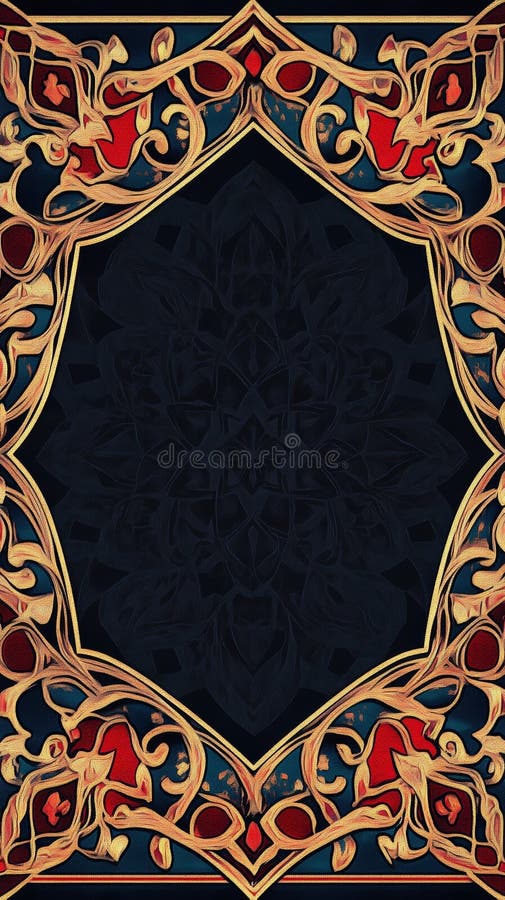 A gold and red frame with a black background vector illustration