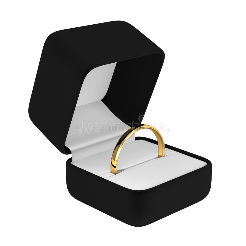 Gold Ring with Black Box stock image. Illustration of gift 35839309