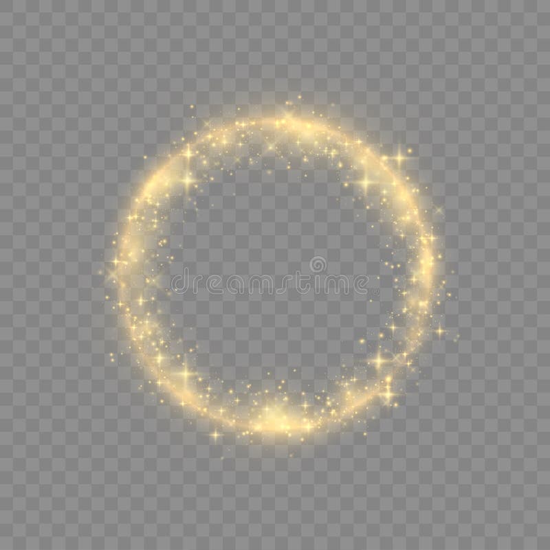 Gold rings glowing light sparkles, lighting effect