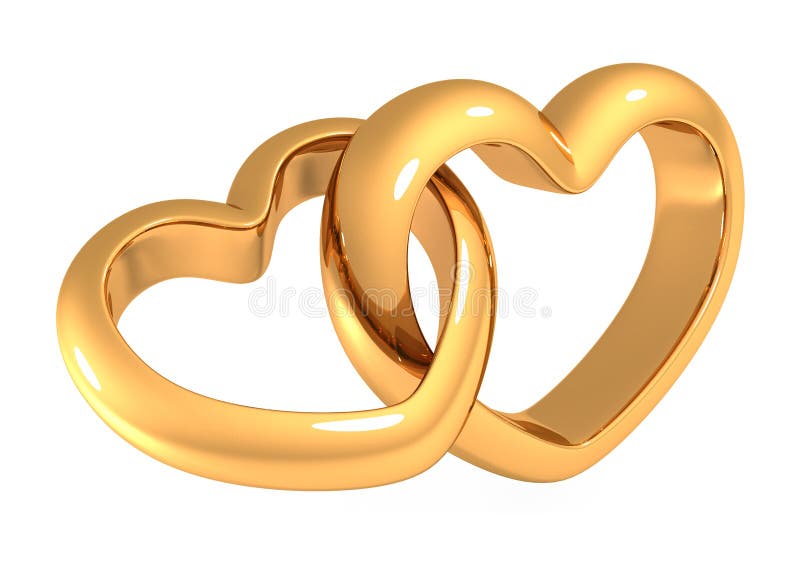 Gold rings on white background