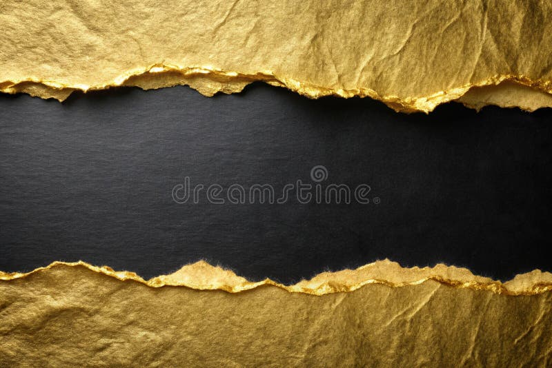 Gold ripped paper with black dop background for your design background, presentation background stock illustration