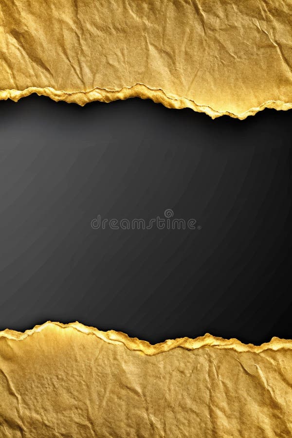 Gold Ripped Paper Texture on Black Background for Creative Design Presentation stock illustration