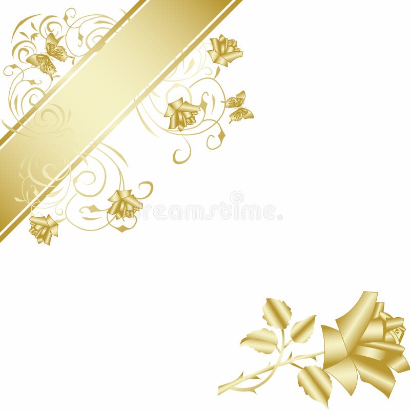 Gold Rose on White Background Stock Vector Illustration of charm