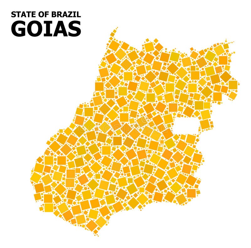 Gold Rotated Square Pattern Map of Goias State vector illustration