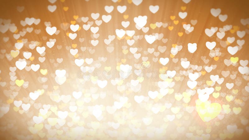 Gold Shiny Hearts Light Valentines Day Background.