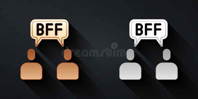 Gold and Silver BFF or Best Friends Forever Icon Isolated on Black  Background. Long Shadow Style Stock Vector - Illustration of gold,  friendship: 230445968