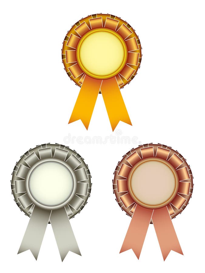 Gold Silver Bronze Award Ribbons Bow Stock Vector Illustration of
