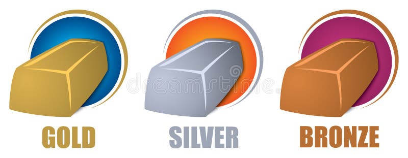 Gold Silver Bronze Bars stock vector. Illustration of drawing - 36746974
