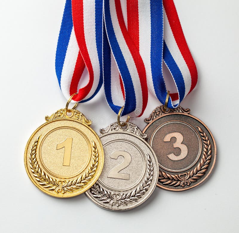 Gold, Silver and Bronze Medal. Award for First, Second and Third Place