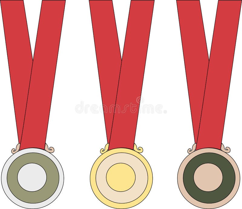 Gold Silver and Bronze Medals Stock Vector Illustration of exercise