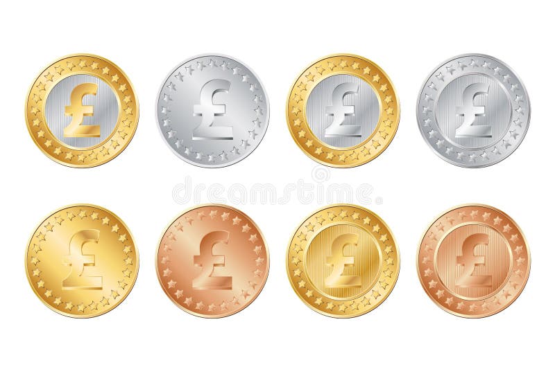 Gold, Silver and Bronze Pound Coins Stock Illustration Illustration