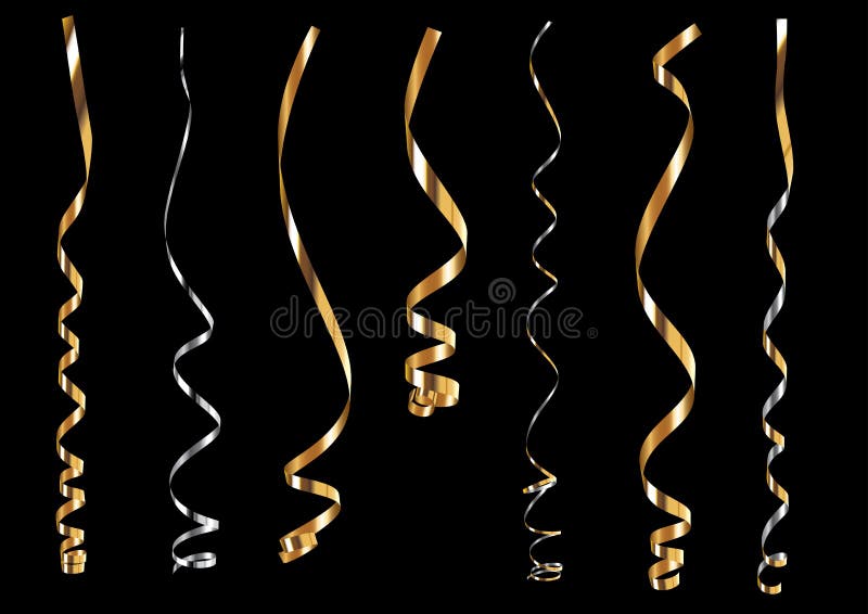 Gold and silver curling ribbons set