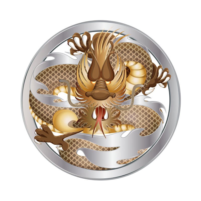 Gold Dragon stock vector. Illustration of asia, icon 72041400