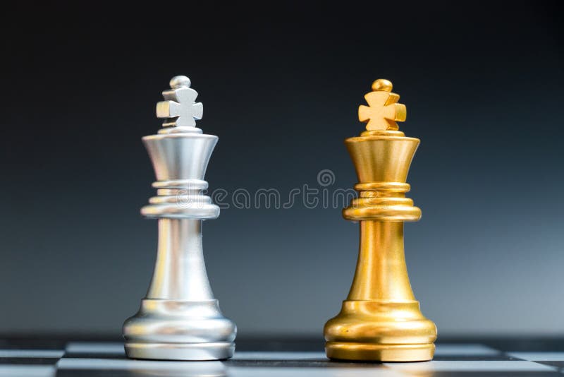 Golden silver International chess closeup Preview