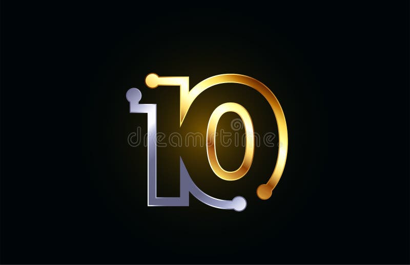 Gold and Silver Metal Number 10 for Logo Icon Design Stock Vector ...