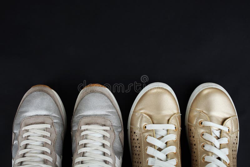 gold and silver sneakers