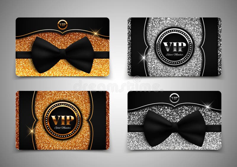 Gold and silver VIP cards, gift, voucher, certificate, vector illustration
