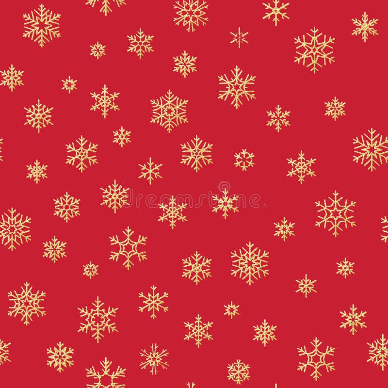 Gold Snowflakes Seamless Pattern on a Red Background. EPS 10 Stock ...