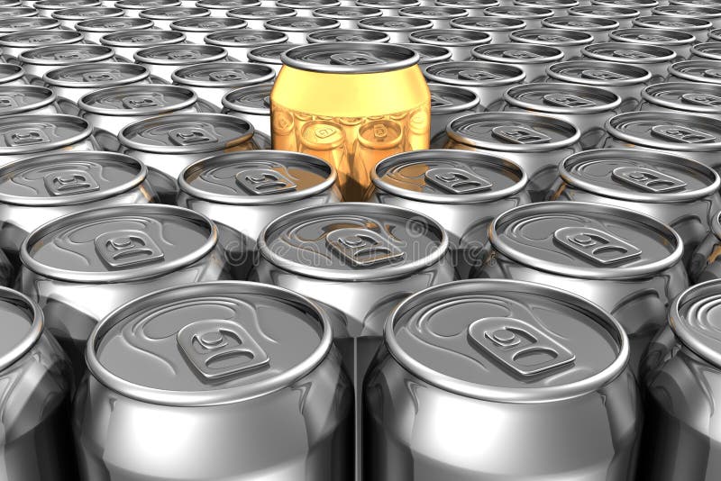 Gold soda can standing out