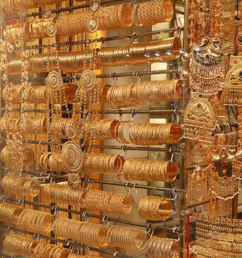 Bracelets, Dubai Gold Souq stock photo. Image of arab, jewelry 576184