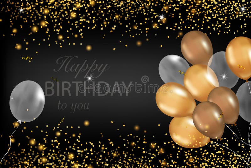 Gold Sparkles Background Happy Birthday. Happy Birthday Background Stock  Illustration - Illustration of balloon, lettering: 181394053