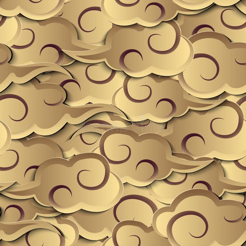 Gold spiral curve cross relief cloud seamless pattern background vector illustration Gold spiral curve cross relief cloud seamless pattern background vector illustration