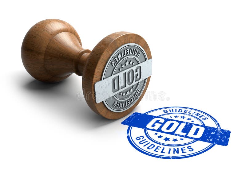 Gold Stamp. Wooden Round Stamper And Stamp With Text Gold On White
