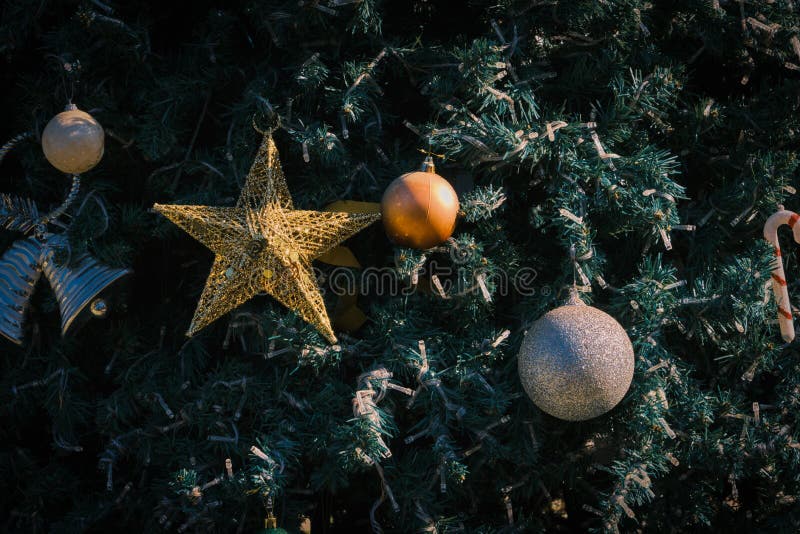 Gold Star on Christmas Tree Stock Photo Image of vivid, gold 171672772