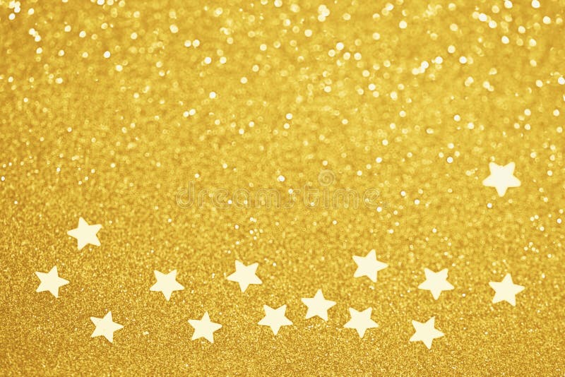 Gold Star Confetti Glitter Background. Shiny Holiday Golden Decoration  Stock Image - Image of blurred, fashion: 170983553