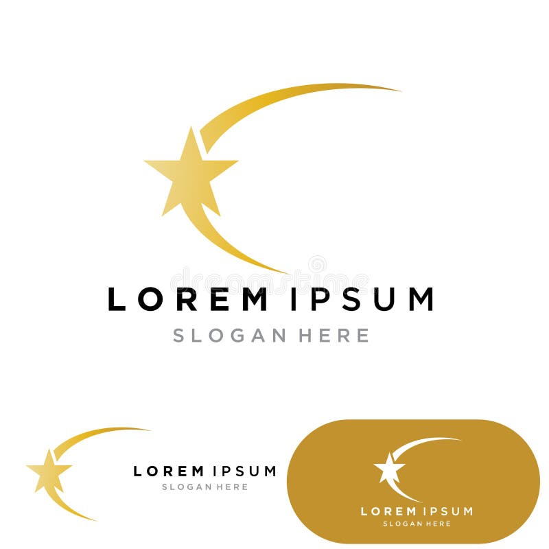 Gold Star Logo Vector with Black Background Stock Vector Illustration