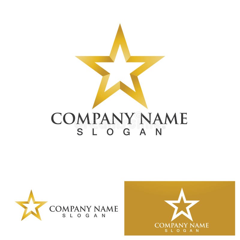 Gold Star Logo Vector with Black Background Stock Vector Illustration