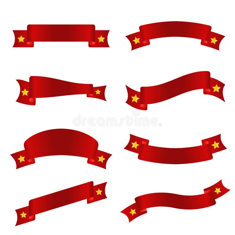Gold star on red ribbon vector set design vector illustration Gold star on red ribbon vector set design vector illustration
