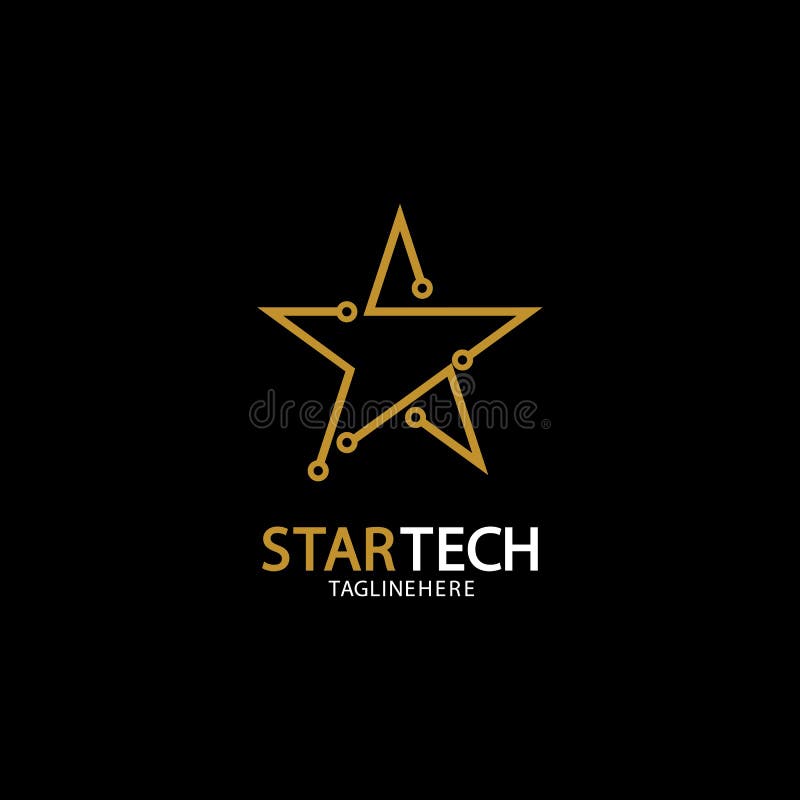 Gold Star Logo Vector in Elegant Style with Black Background Stock