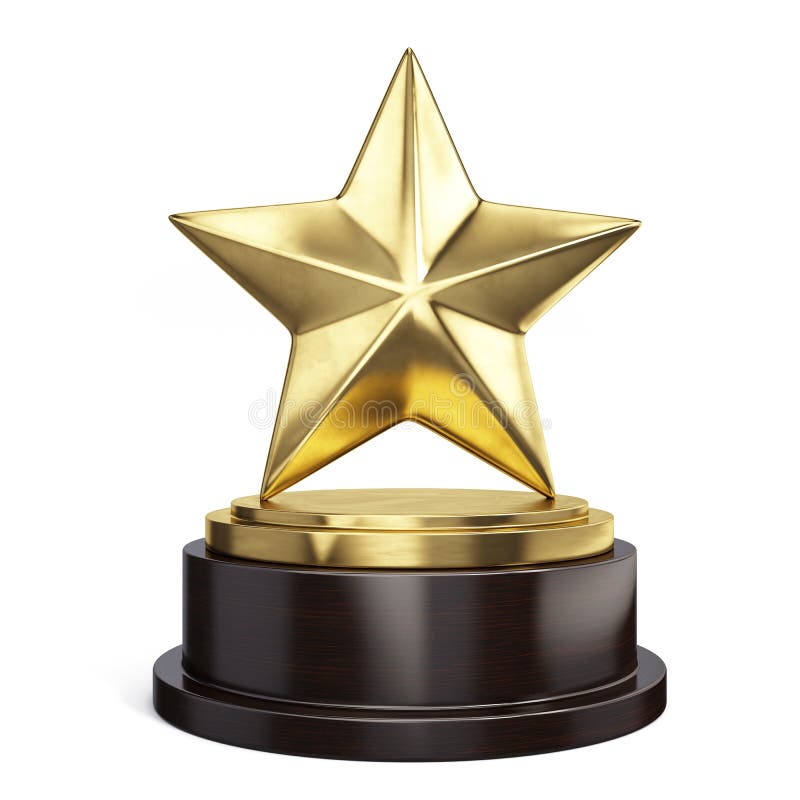 Gold Star Trophy Award on White Stock Illustration - Illustration of