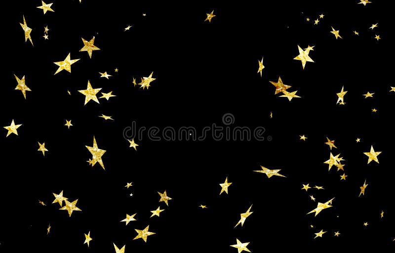 Gold stars on black background, falling stars, Golden rain, yellow, gold, foil, holiday, glitter