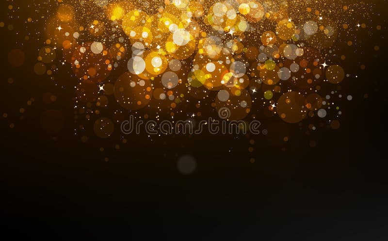 Gold stars falling confetti, dust, glowing particles scatter glitter blinking shine sparkle celebration award abstract background