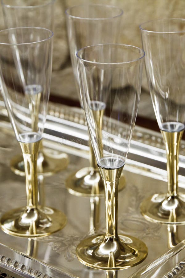 Gold Stemmed Champagne Glasses Stock Image Image of bubbly
