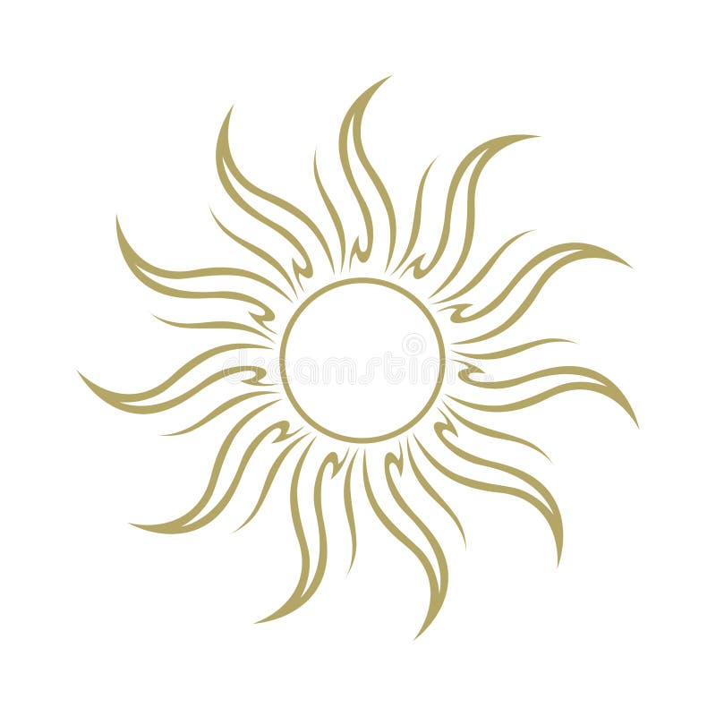 Gold Sun, vector stock illustration. Illustration of oriental - 195896332