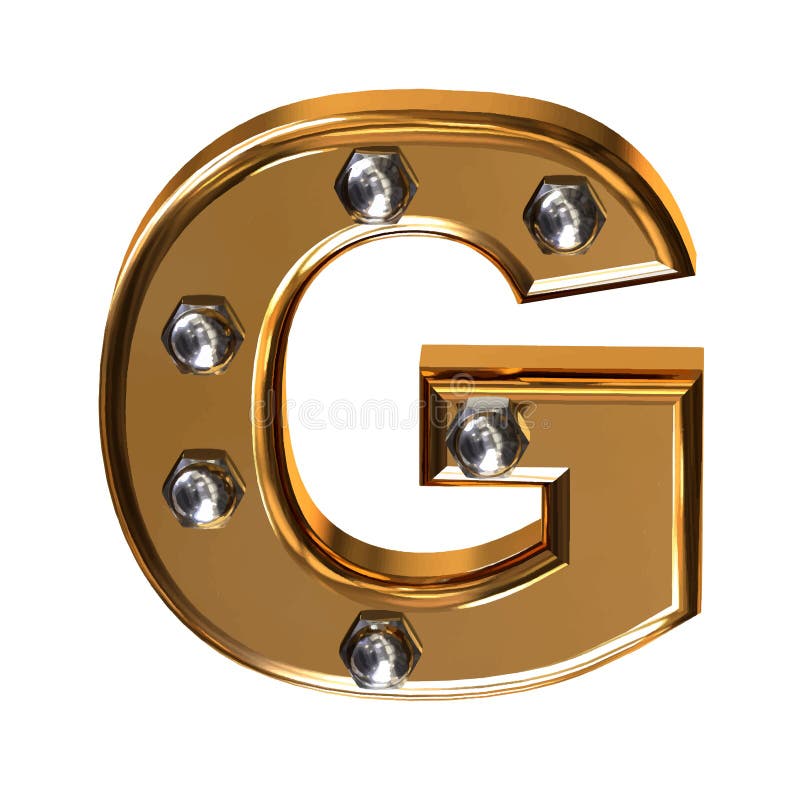 Gold Symbol with Metal Bolts. Letter G Stock Vector - Illustration of ...