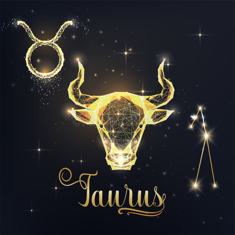 Gold Taurus Zodiac Sign Poster with Bull, Ox Zodiac Figure, Symbol ...